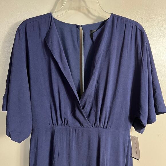 NWT Alexia Admor Naomi Draped Maxi Dress Short Sleeve V Neck Navy Blue Size 6 - Picture 5 of 9